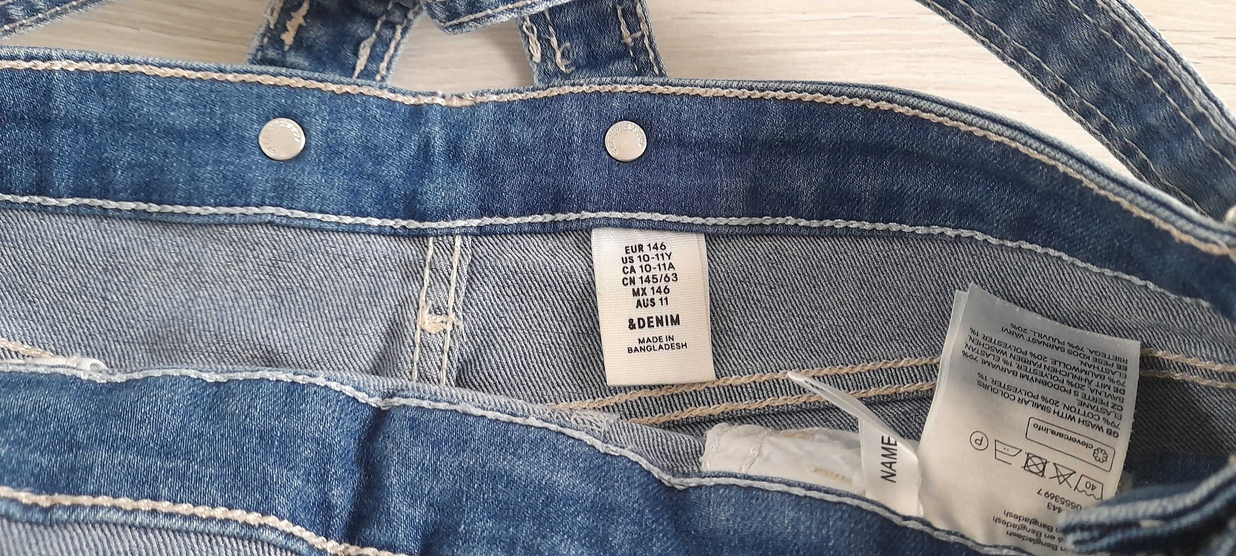 spodenki ogrodniczki jeansowe H&M roz 146