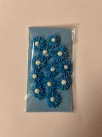 Kwiatki z masy cukrowej - 12szt - niebieskie
