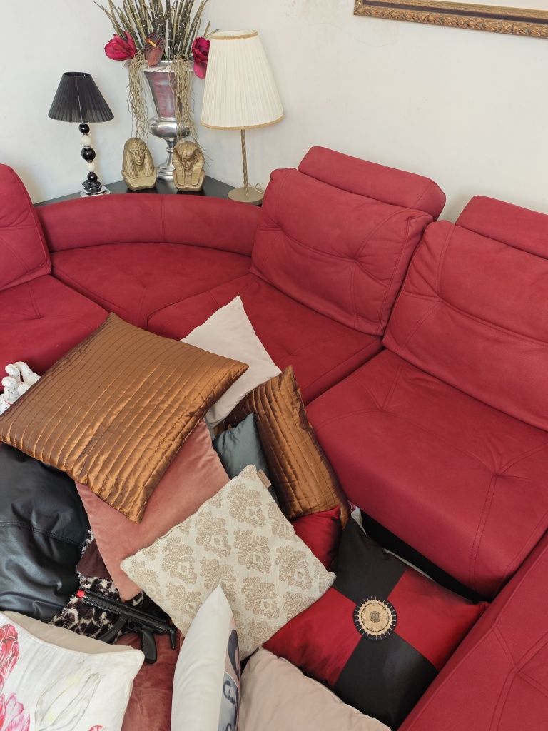 Sofá Pele C/Chaise Longue Grande 8/10 Lugares