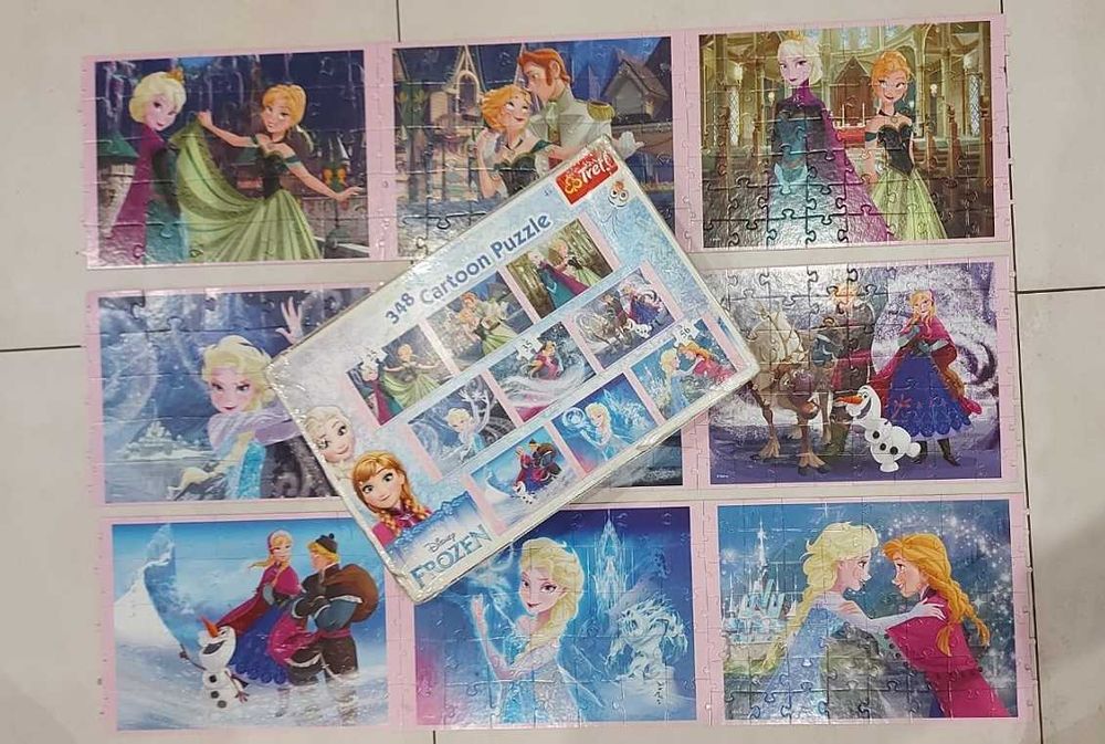 Puzzle Trefl 348 Frozen Kraina Lodu, 9 układanek + GRATIS!