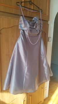 Suknia sukienka kostium fiolet z satyny XL na bal wesele ślub K
