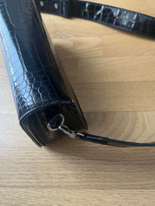 Czarna torebka wężowa skóra