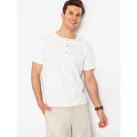 bonprix biały elastyczny prążkowany dopasowany t-shirt męski 60-62