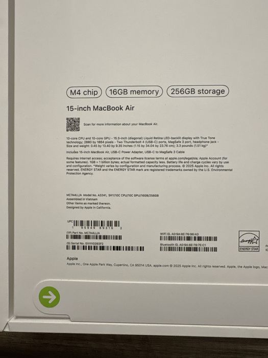 Макбук Apple MacBook Air 15.3'' M4 16/256GB Sky Blue!