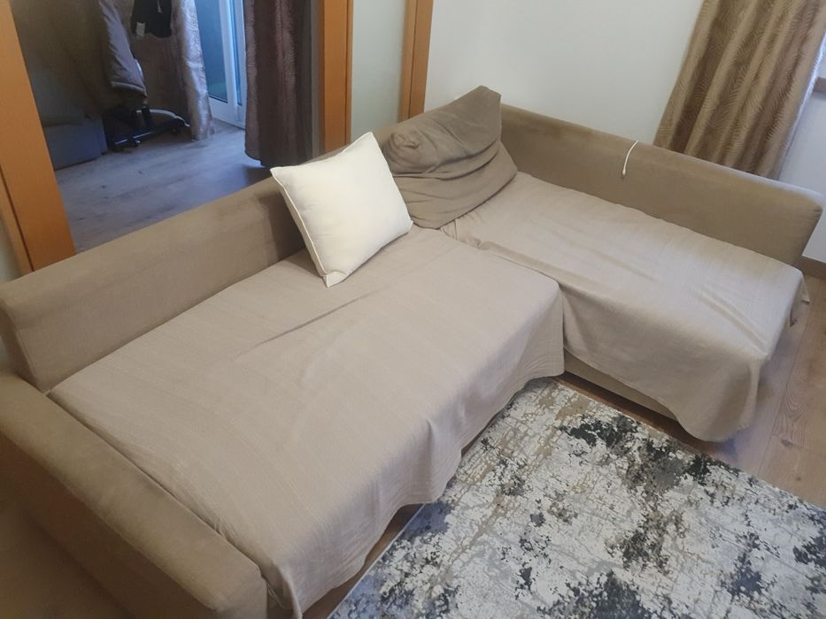Sofá-cama de canto c/arrumação, Skiftebo beje  do ikea