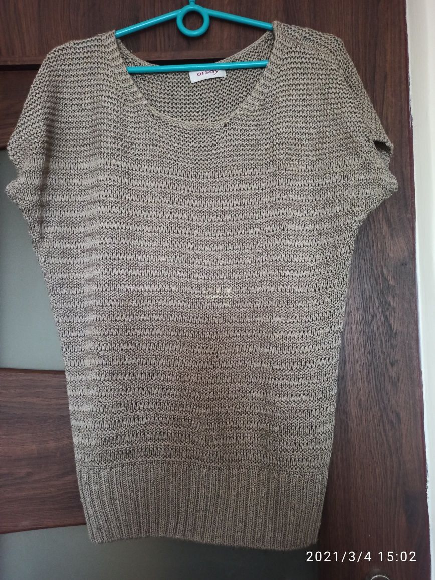 Oversize beżowy sweter bez rękawów Orsay XS