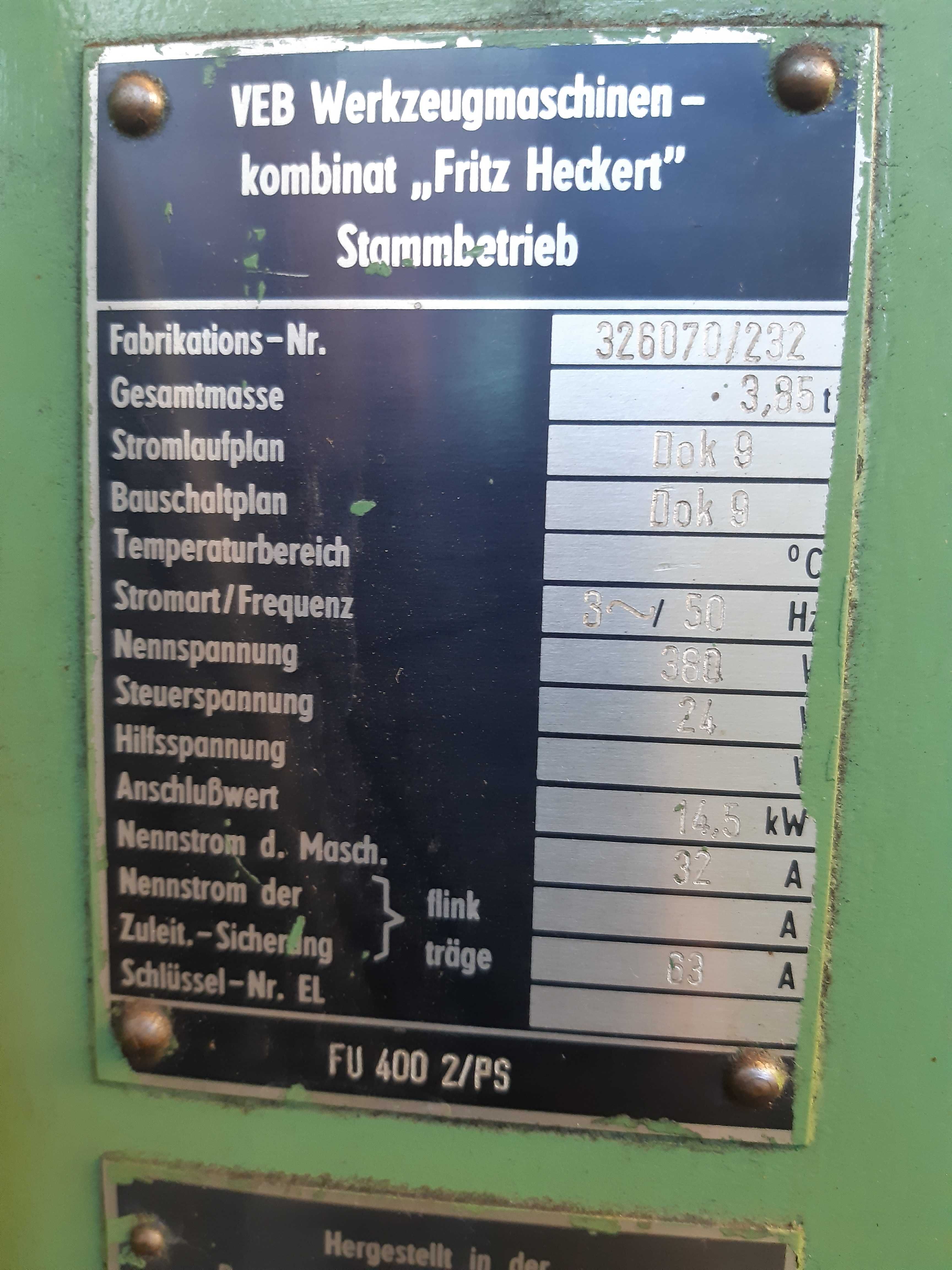 Frezarka pozioma Fritz Heckert F400 2/PS
