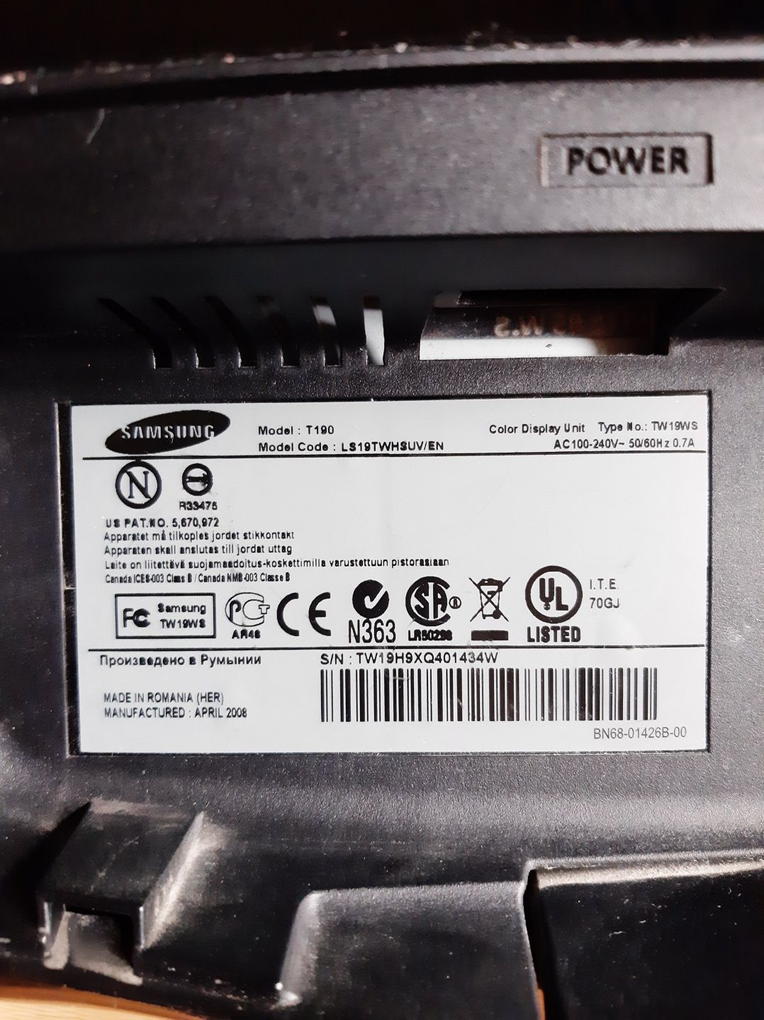 Monitor Samsung"19"do komputera