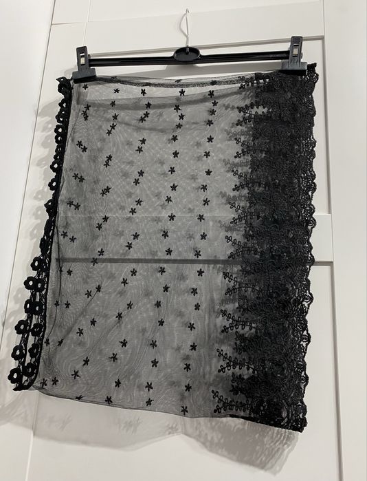 Nowy czarny komin welon koronkowy damski