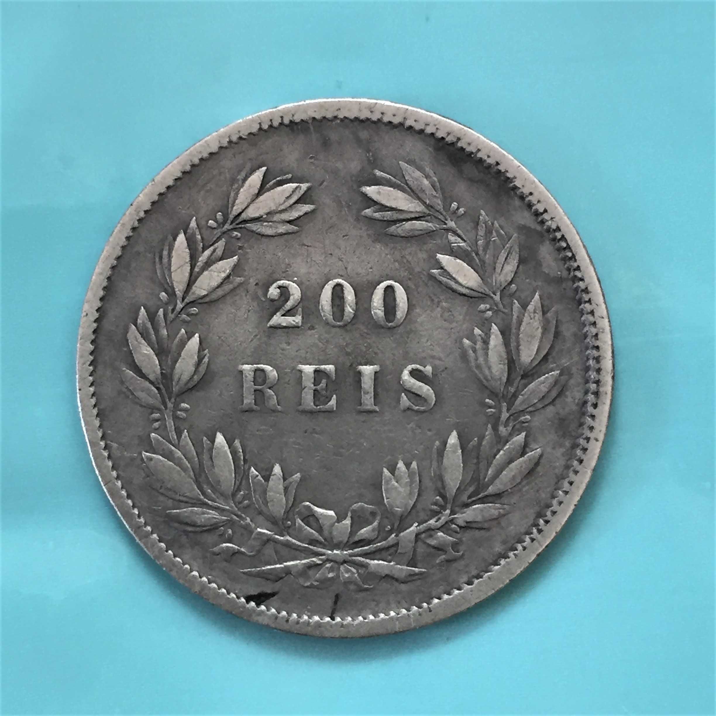 moeda 200 Réis 1855 - D. Pedro V - prata