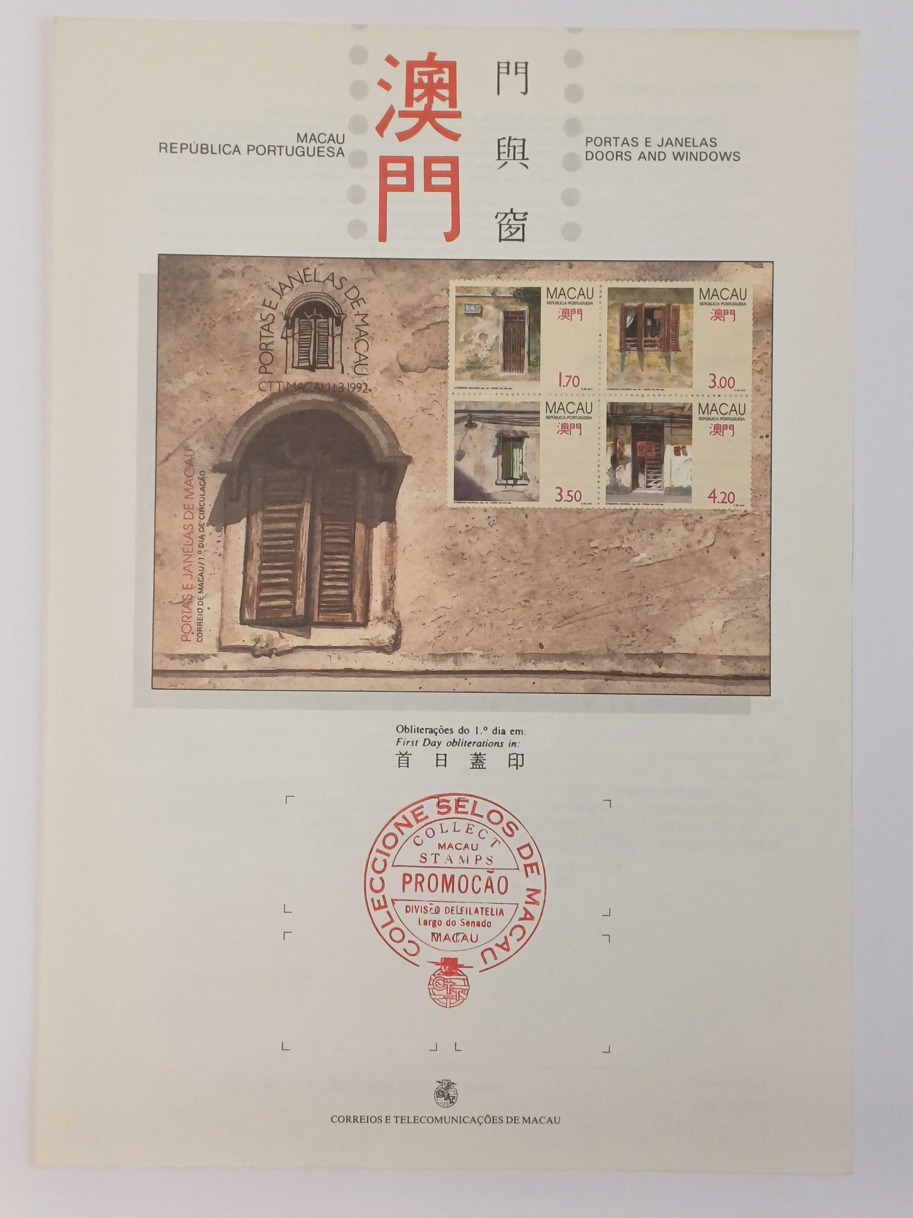 24 pagelas de Macau, com carimbo de Oferta