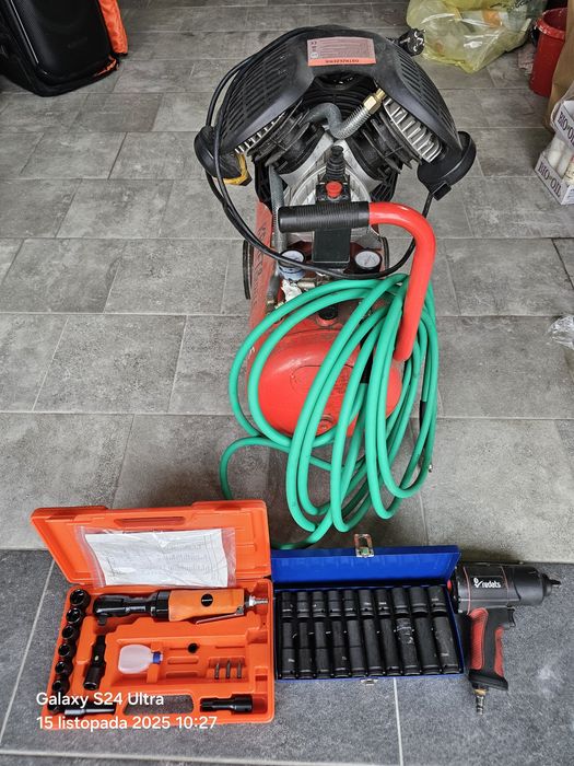 Kompresor 2-tłokowy 2x klucz pneumatyczny  , klucze udarowe.