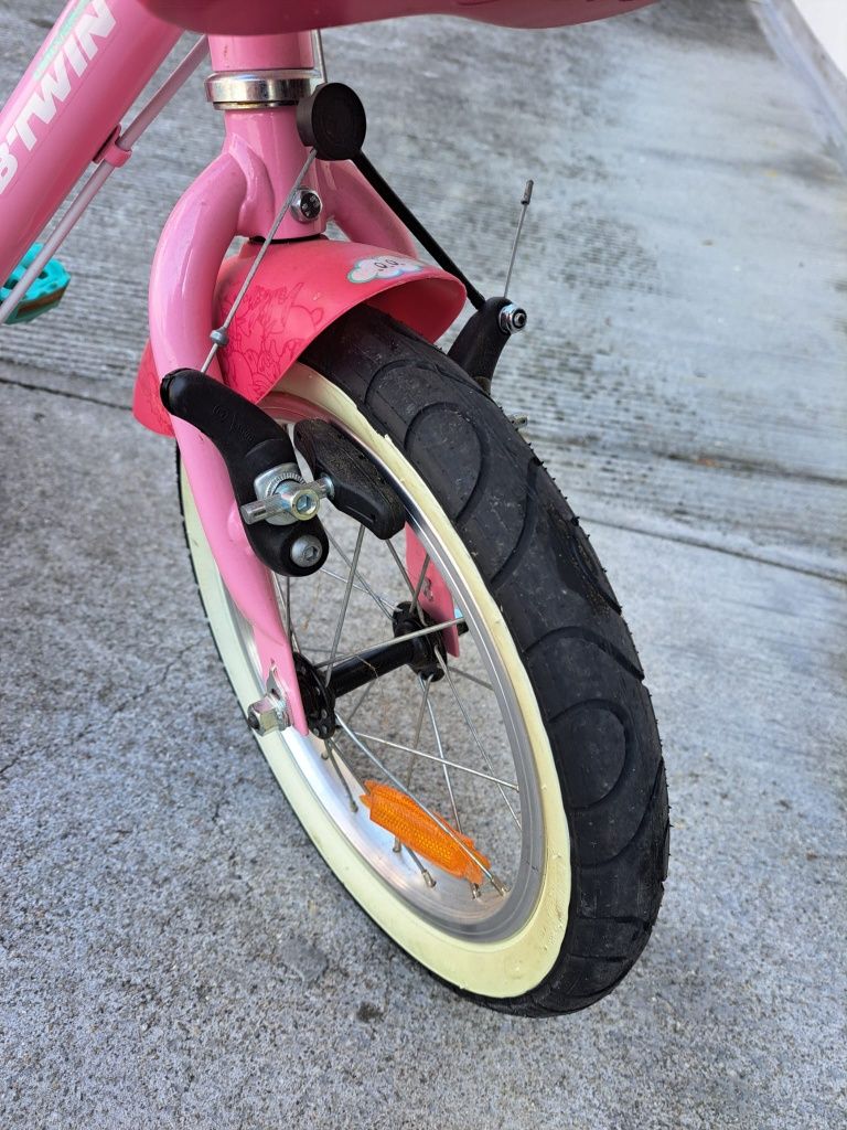 Bicicleta Infantil Btwin 16” Rosa com Rodinhas + Cesto