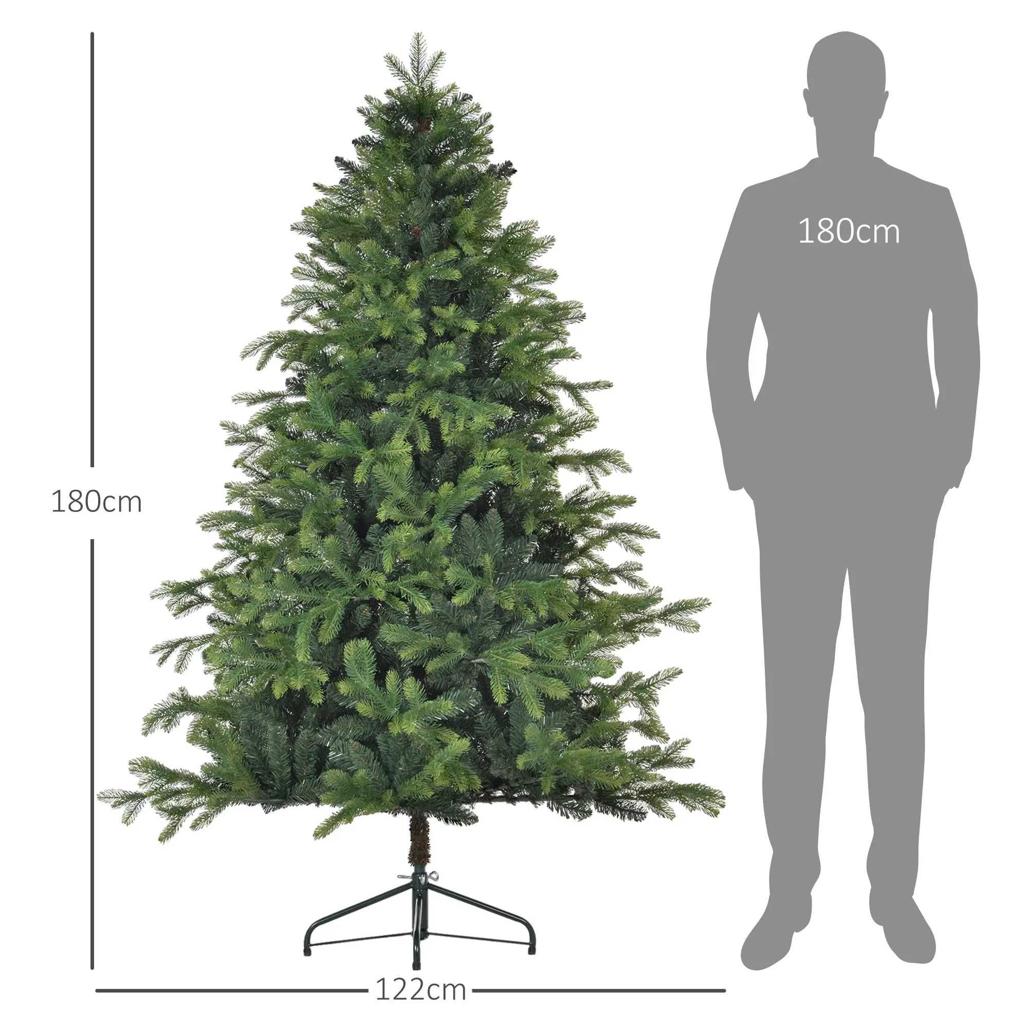 Sztuczna Choinka 180 cm + światełka LED, Realistyczny Wygląd, Zielona