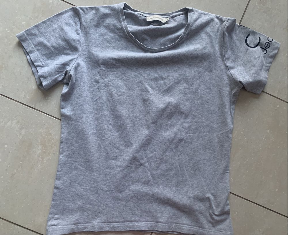 CK Calvin Klein bluzka T- Shirt damska szara r. L, bawełna