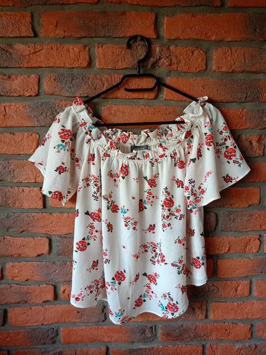 Kwiecista damska bluzka bluzeczka letnia na lato w kwiaty hiszpanka XL