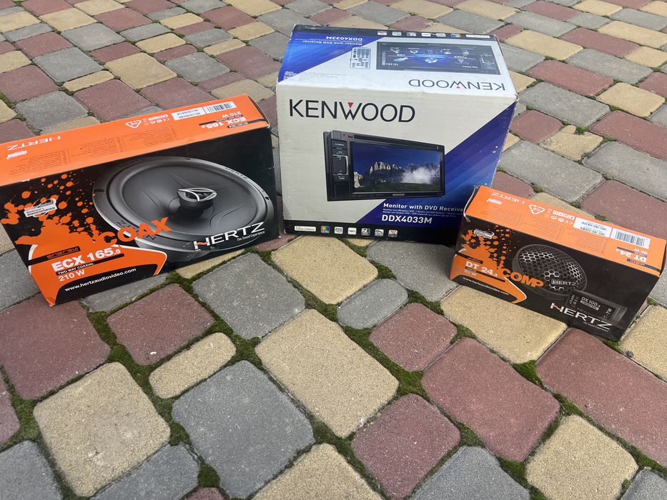 Автомагнітола Kenwood DDX-4033M + колонки Hertz 165+ пыщалки