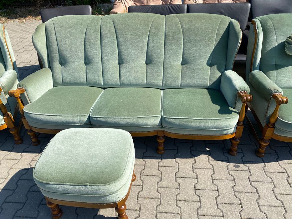 Klasyczny wypoczynek Sofa + 2x fotel + pufa DOWÓZ DO DOMU