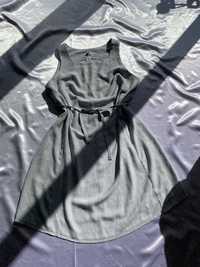 Szara sukienka z wiązaniem w pasie ciążowa M 38 basic zim