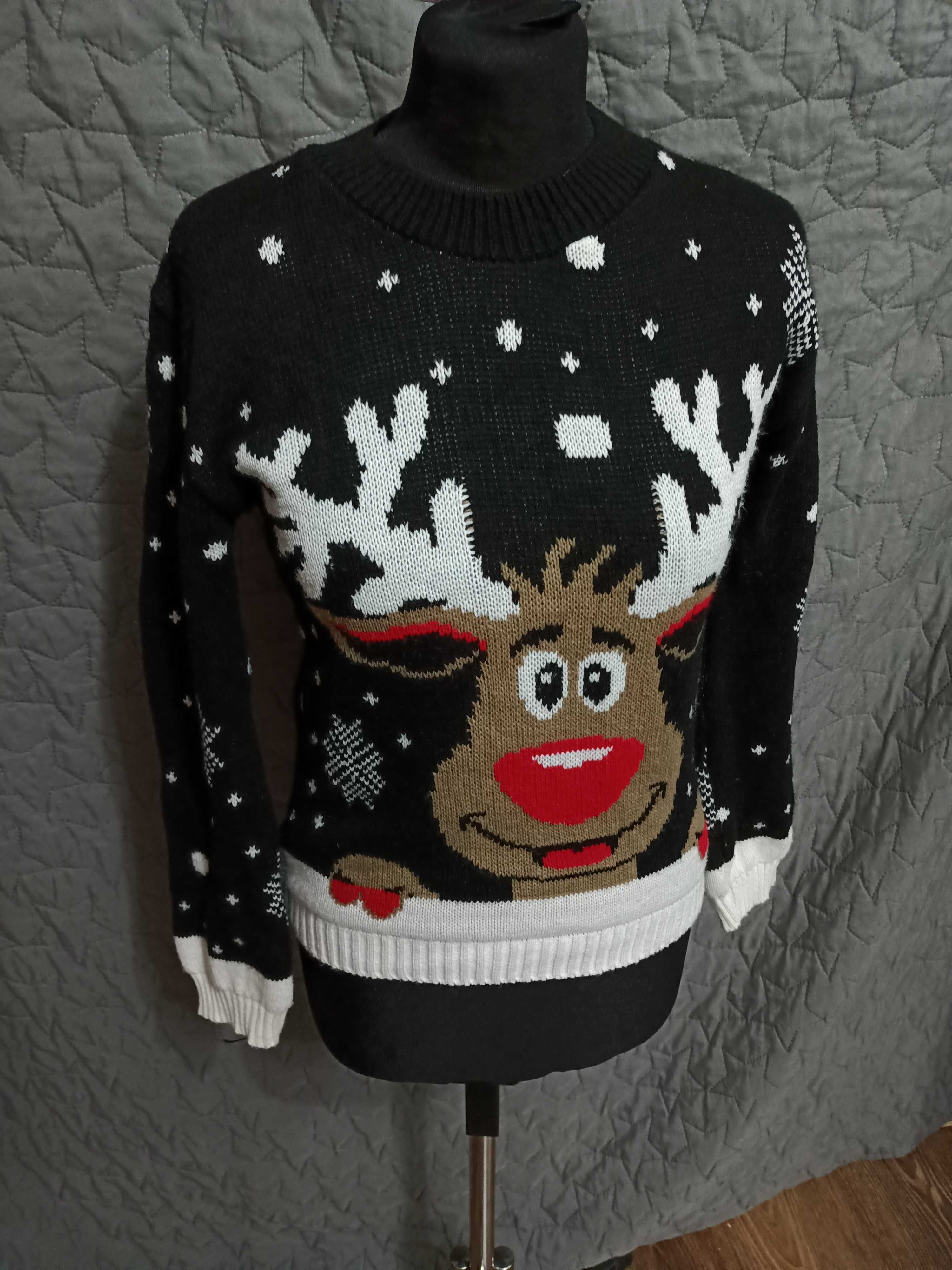 Świąteczny sweter z reniferem - Rozmiar S na M