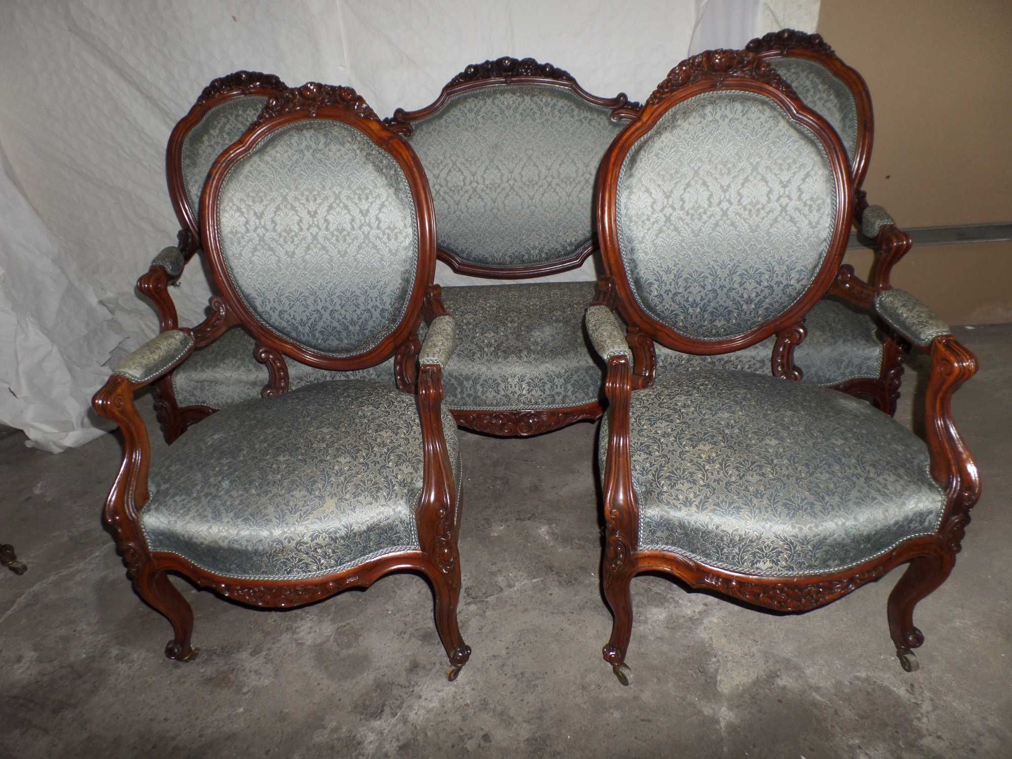 Duzy komplet Ludwig kanapa 2 krzesła 2 fotele i stół