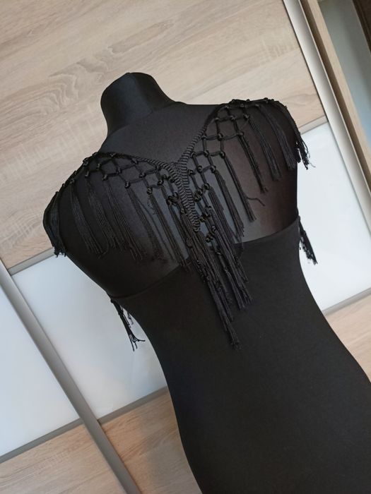 Czarna sukienka maxi, wakacyjna boho M.