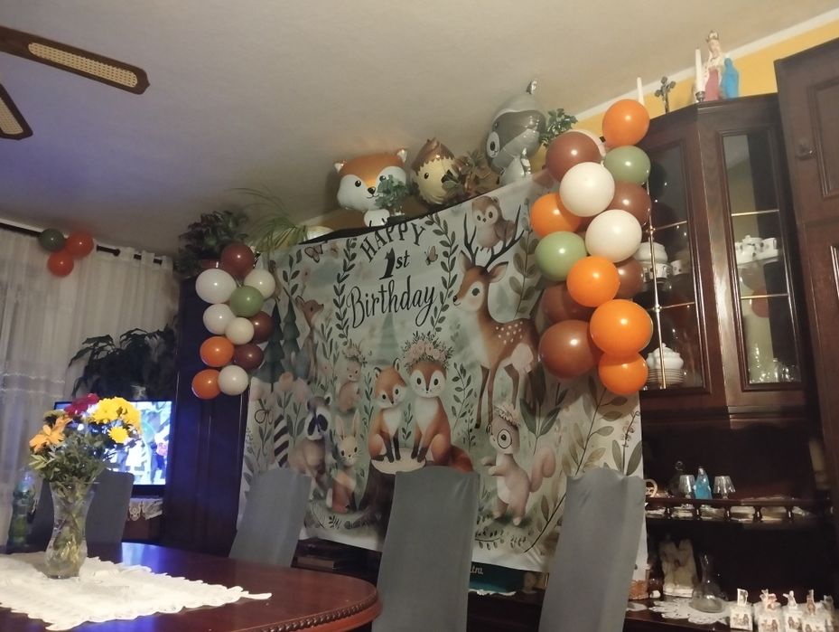 Dekoracja, ścianka na roczek, motyw leśny, jesienny