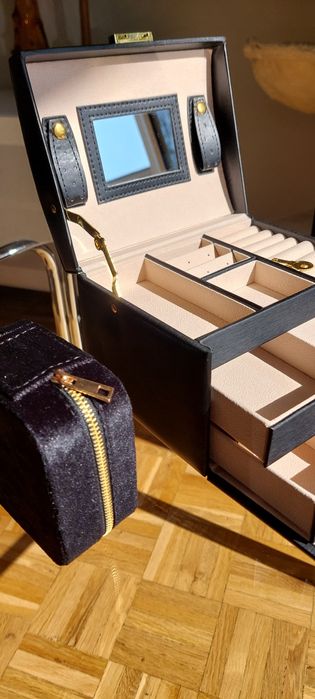 Nowy zestaw prezentowy szkatuła kuferek +organizer na biżuterię czarny