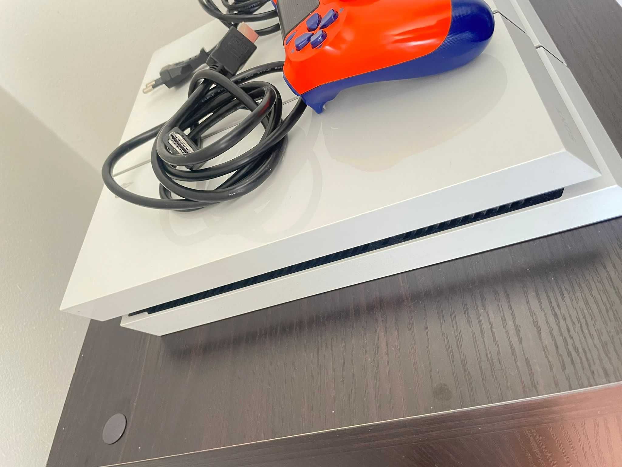 Ps4 Branca Slim 500 Gigas Comando Laranja