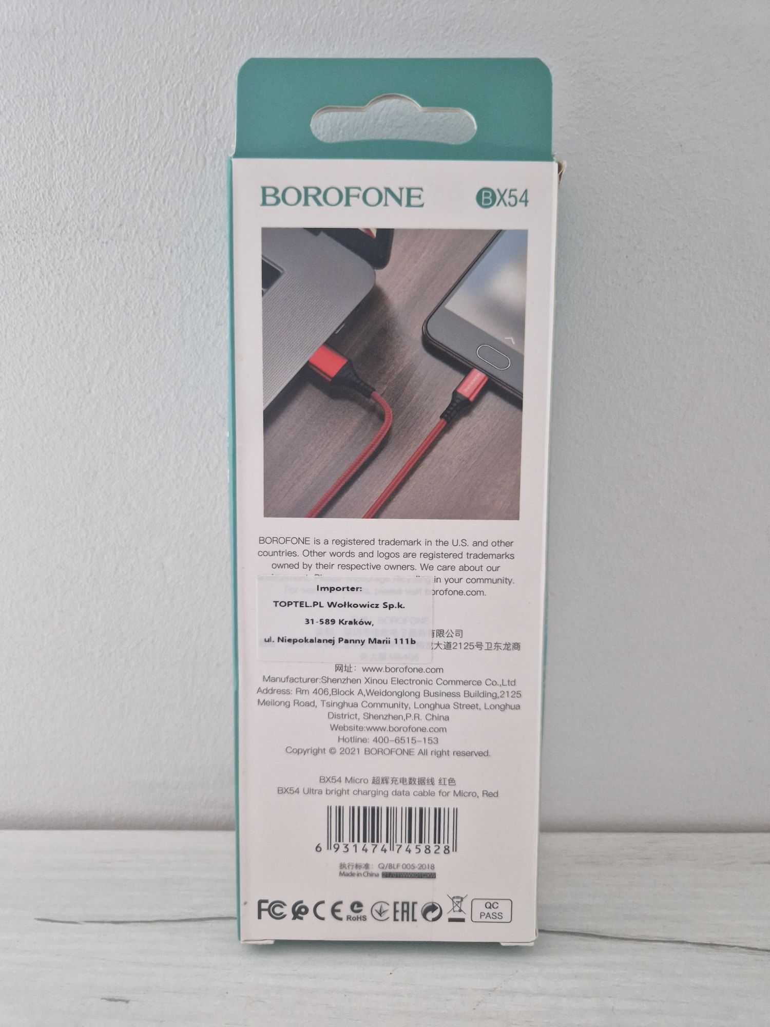 Borofone Kabel BX54 Ultra Bright - USB na Micro USB - 2,4A 1 metr