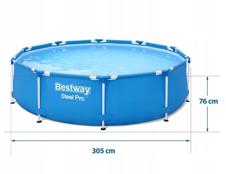 Basen stelażowy BESTWAY STEEL PRO 305x76cm + pompa