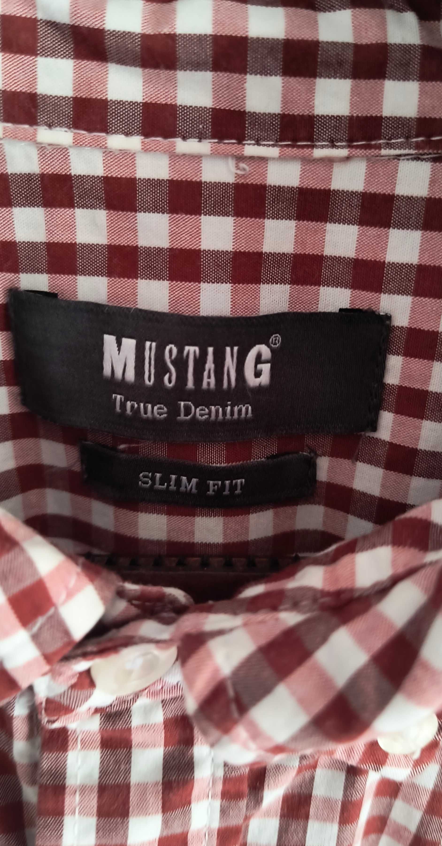 Mustang koszula męska slim fit rozmiar L w kratkę długi rękaw casual