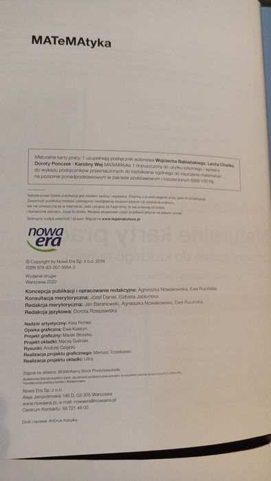 Matematyka, maturalne karty pracy 1,2,3,4, nowa era