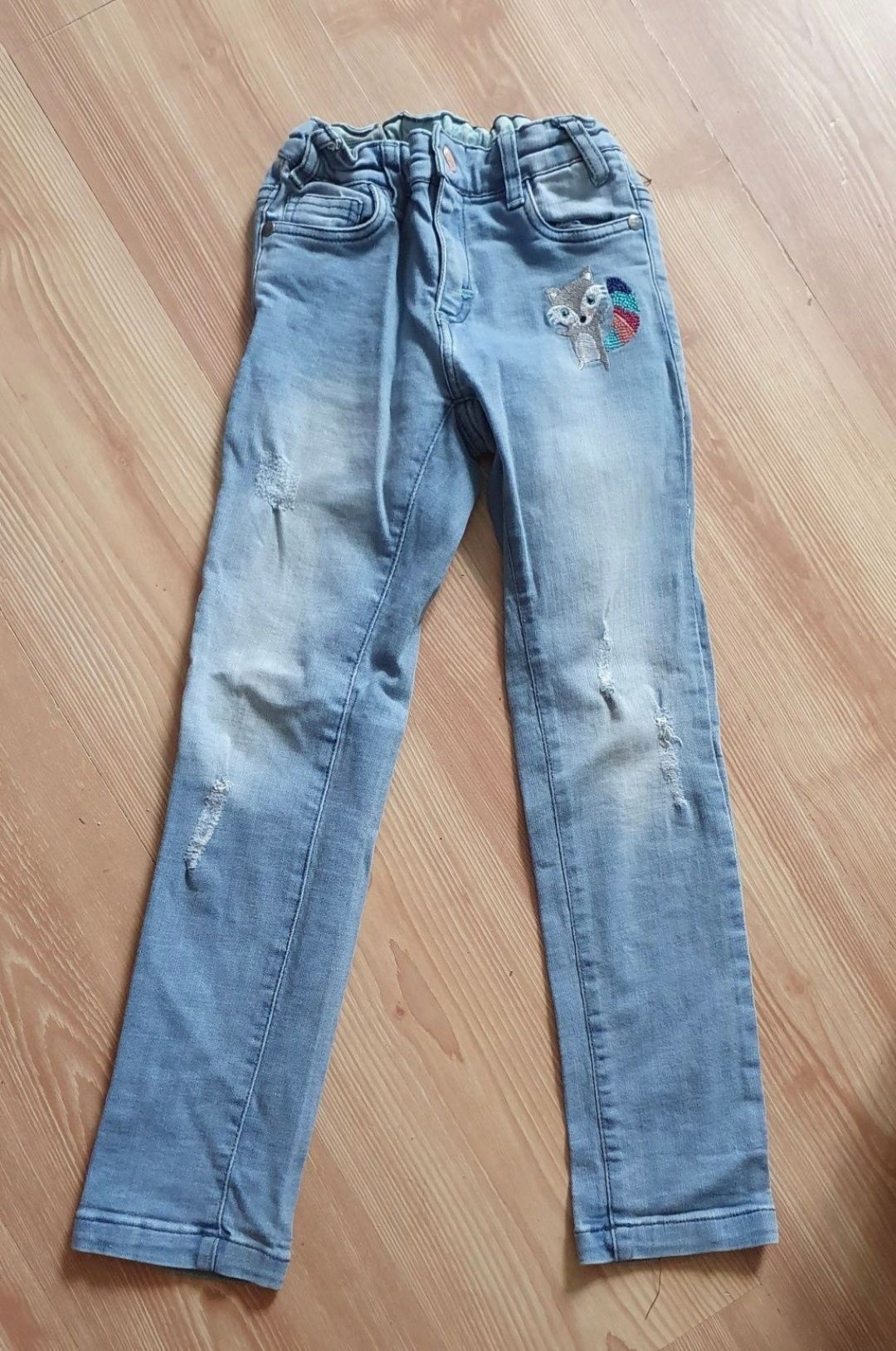 Spodnie jeans dla dziewczynki 5.10.15 zwierzaki 128