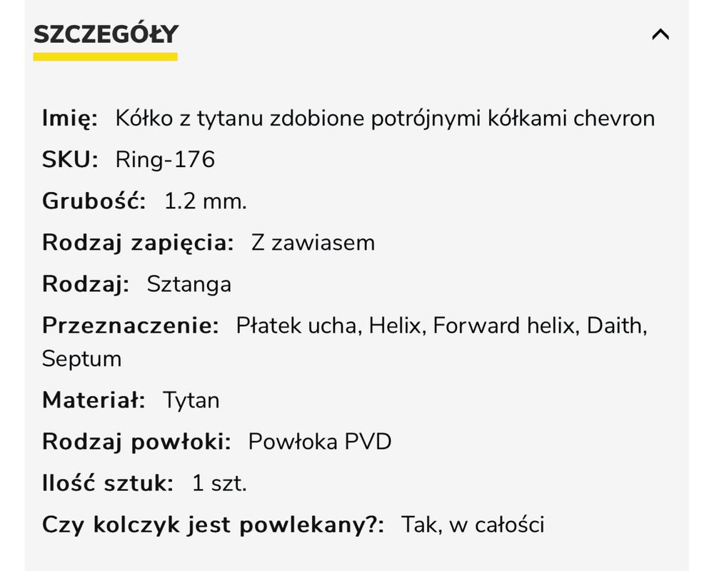 KÓŁKO Z TYTANU nowe 3 KÓŁKAMI zapinane na clik kolczyk