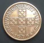 Moeda 1 escudo bronze - Portugal - 1976