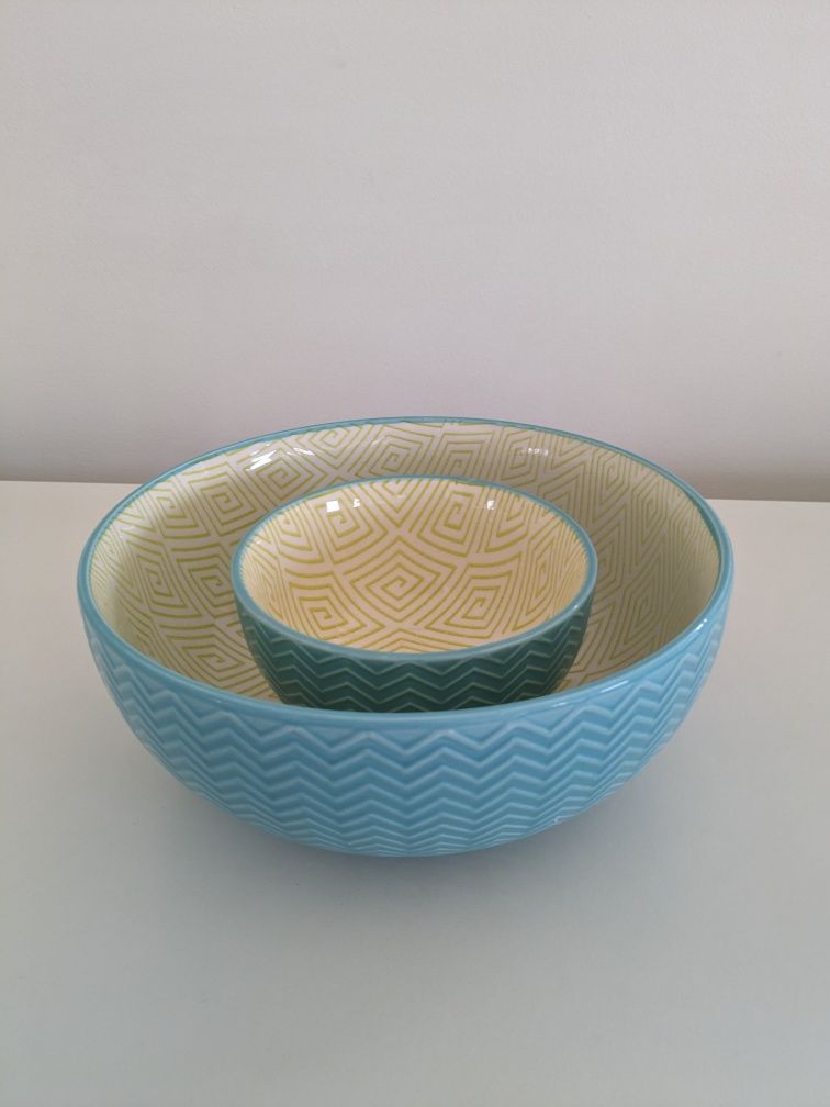 Komplet 2 x miska salaterka ceramiczna 21 cm i  12 cm