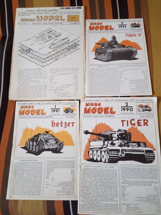 Mikro Model , modele kartonowe, 4 numery, broń pancerna