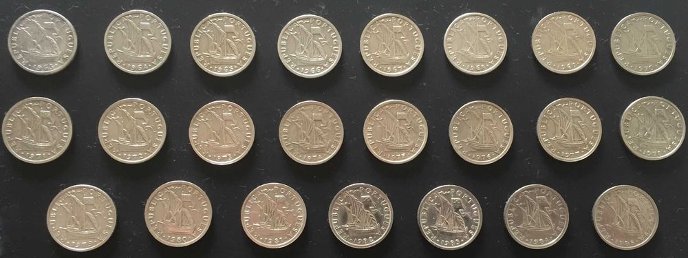 Série completa de 23 moedas de 2$50 - anos 1963 a 1985