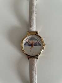 Złoty zegarek skórzany pasek flaming tarcza zegarka Parfois