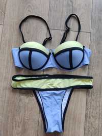 Strój kąpielowy dwuczęściowy bikini rozmiar M 38 żółto-niebieski