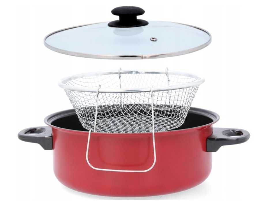 Garnek do frytek 2l 24cm z sitkiem nowy