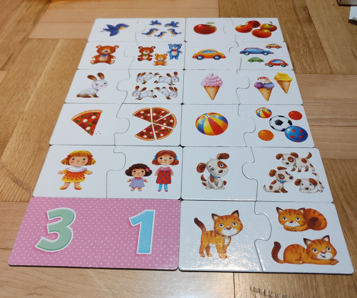 Puzzle dwuelementowe Puzlino "Raz, Dwa, Trzy" do nauki liczenie