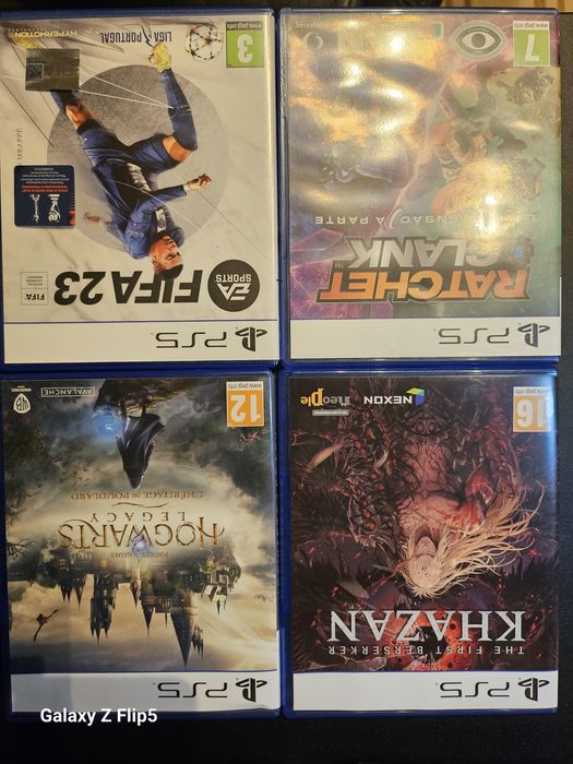 Vendo 4 Jogos PS5 (Ratchet, Hogwarts, FIFA23, Khazan) — Bom estado