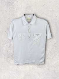 Diesel biała koszulka cargo polo streetwear Vintage y2k logo haft