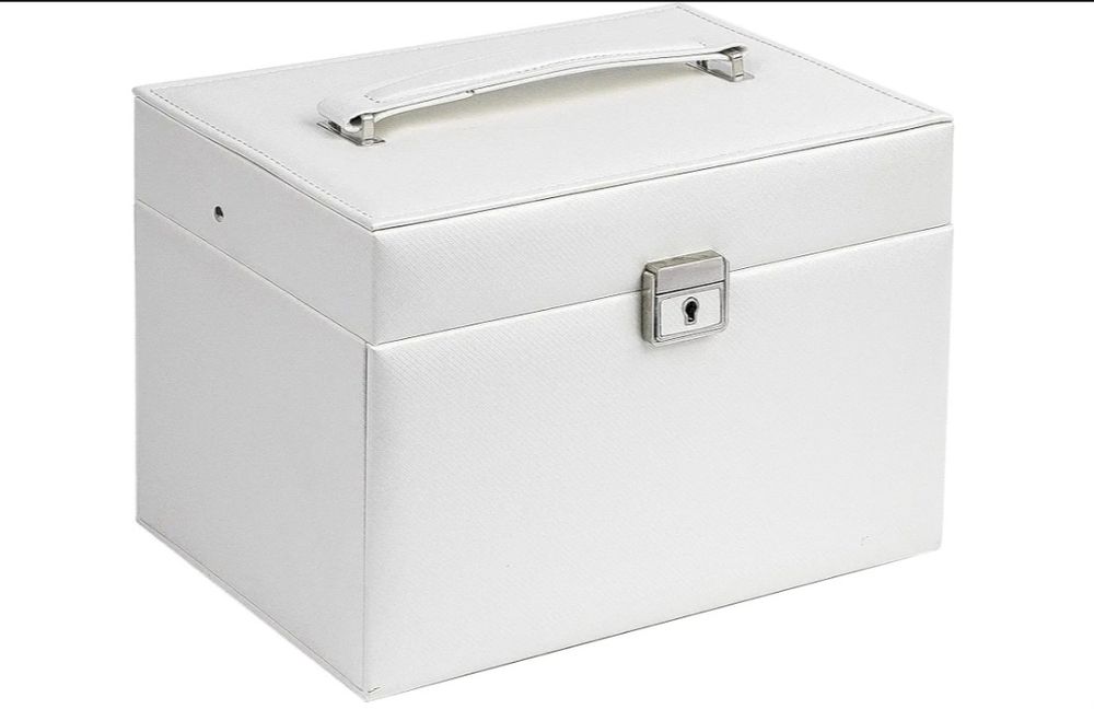 AdelDream szkatułka na biżuterię, duża, zamykana, z lustrem