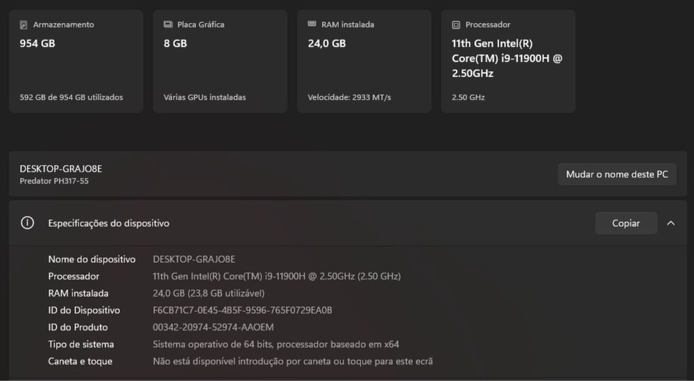 Portátil Gaming Acer Predator Helios 300 PH317-55