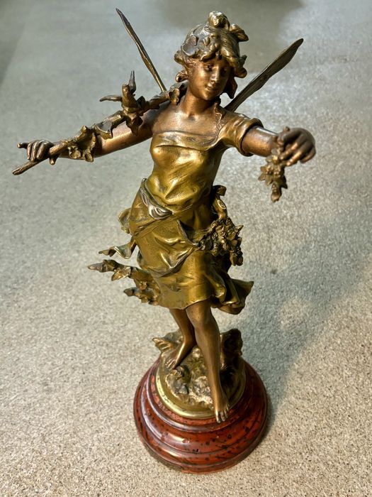 Wyjątkowa Duża Rzeźba Figura Nimfa Leśna Louis Moreau Francja XIX wiek