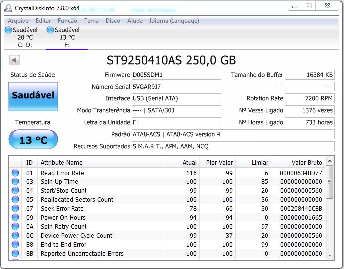 Disco 2,5 Profissionais 7200RPM sata