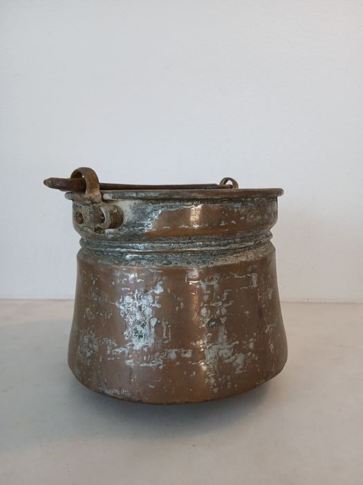 Balde metal cobre estanhado